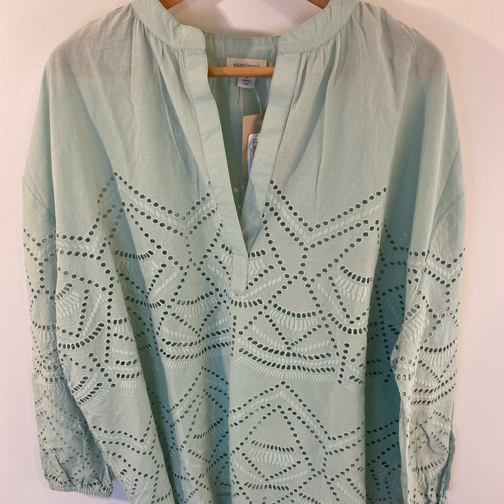 Sundance Cotton Blouse with Eyelet Embroidery